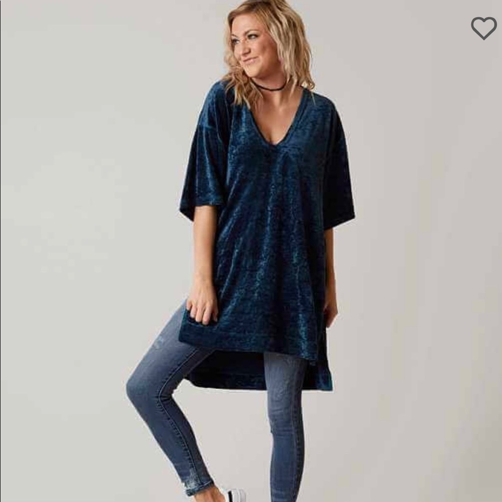 Free People Luxe Jewel Crushed Velvet Tunic Sz S